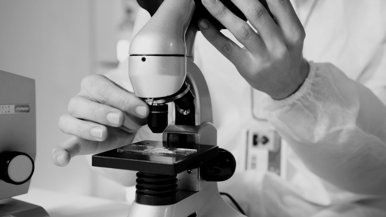 Pharmaceutical scientist reviewing molecular research data